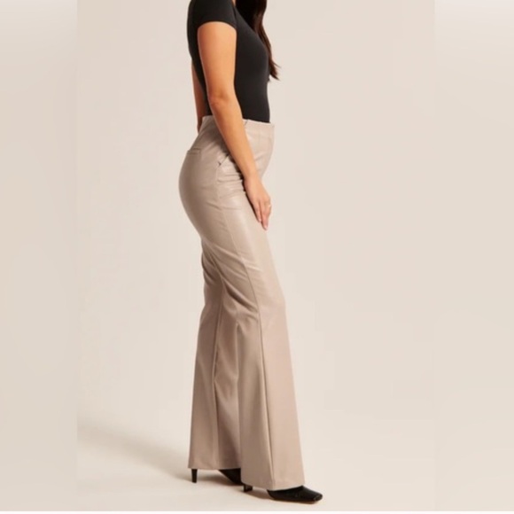 Abercrombie & Fitch Curve Love Vegan Leather Slim Flare Pant - Picture 5 of 11